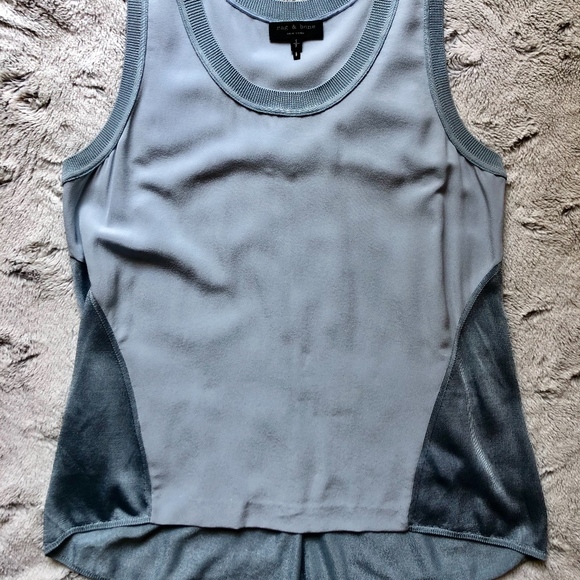 Rag & Bone Sora silk and knit combo top, blue - Picture 3 of 5